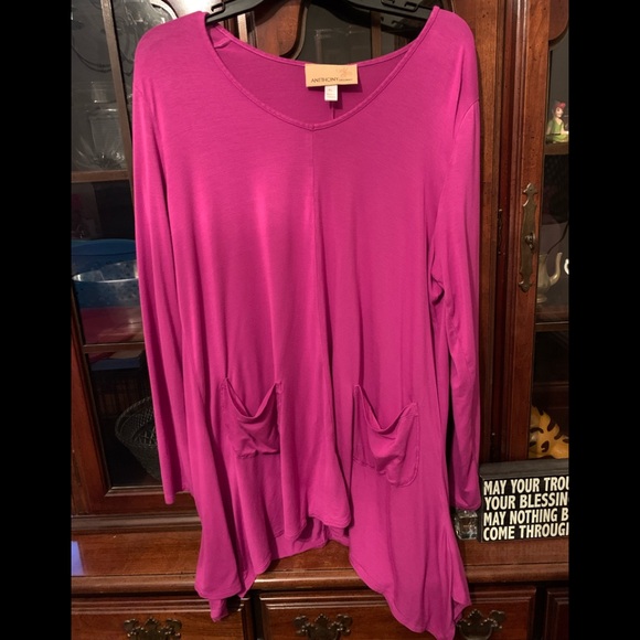 Anthony Originals Purple / Magenta Tunic with Pockets Size XL - Picture 1 of 6